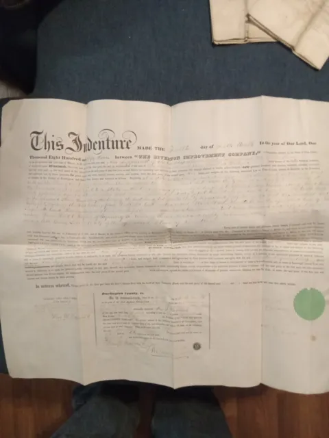 RARE 1857 Land Deed. Burlington NJ