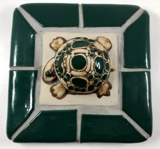 Artist Hogan Young Signed Ceramic Mosaic 3D Tile Turtle Art Wall Hanger 7.5"