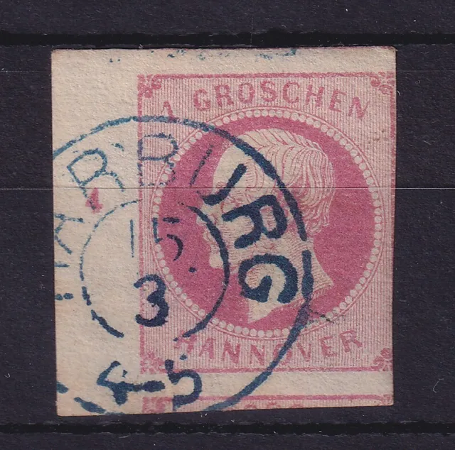 Hannover 1859 König Georg V. 1 Groschen Mi.-Nr. 14 c mit Randziffer 4 O HARBURG