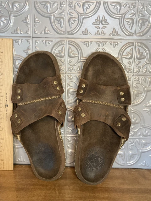 CUSHE MANUKA SLIDE Old brown sandals mens 9 leather 50.00