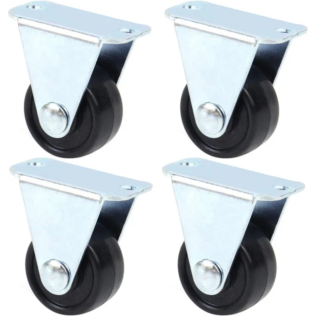 Dependable 1 Inch Rubber Caster Wheels 4 Pack for Furniture and Shelves