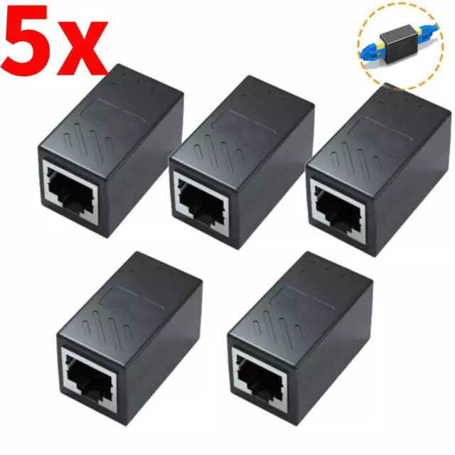 5x Cat7/Cat6/Cat5e Ethernet Kabel Extender RJ45 Kupplung 8P8C LAN Connector M6S2