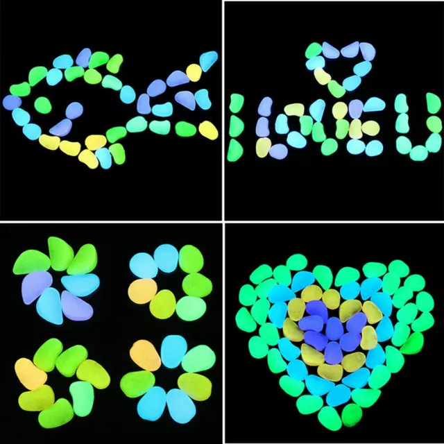 100Pcs Luminous Pebbles Rock Stones Glow in the Dark Fish Tank Aquarium Outdoor