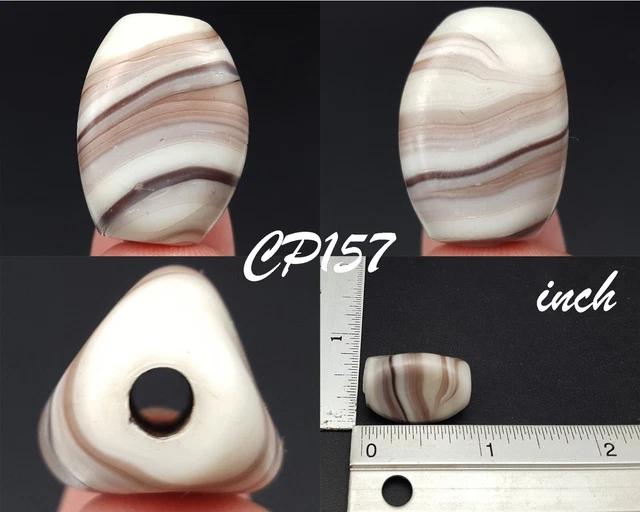 Ancient Natural Stripe White Agate Berral Bead CHUNG DZI Asia Minor #CP157a