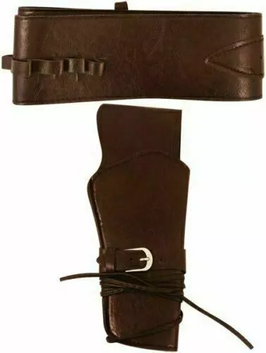 Brown Cowboy Gun Holster Costume Accessory Fancy Dress Up Belt Wild West