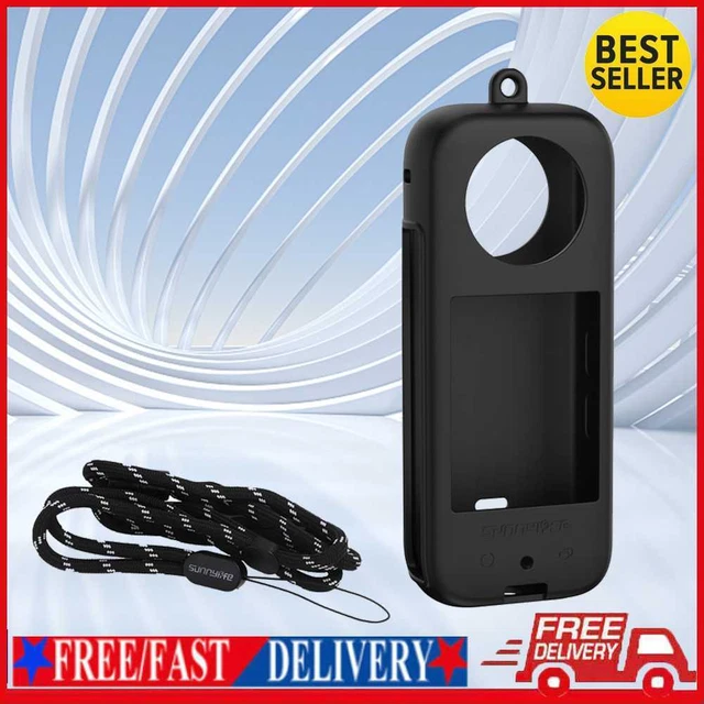 Cubierta protectora corporal de silicona panorámica para cámara con cordón para Insta360 X3 (negro)