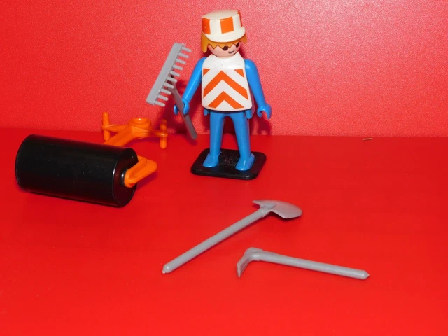 Playmobil Ouvrier Avec Compresseur - Chantier Travaux Vintage (110), Occasion