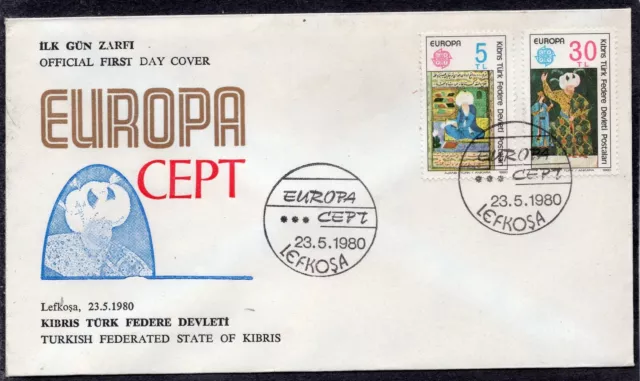 Europa Cept 1980 - Turkish Cyprus - Famous People - Fdc