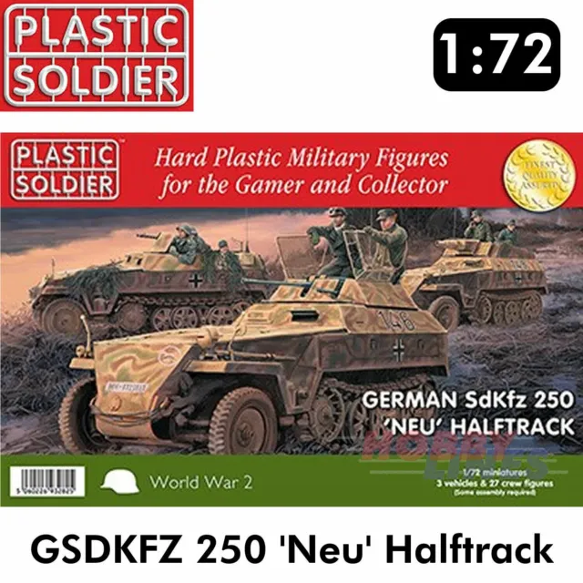SDKFZ 250 'NEU' HALFTRACK German WWII 1:72 Scale Plastic Soldier PSC WW2V20035