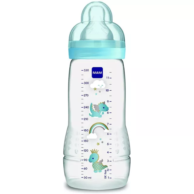 MAM Biberon Easy Active, con Tettarella Misura 3, Ergonomico, 4+ Mesi, 330 ml, A