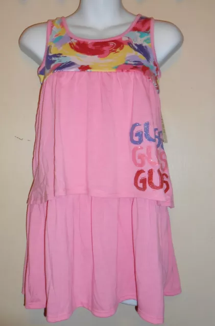 Guess Jeans Girls Empire Waist Tiered Dress Pink & Rose M/10-12 NWT