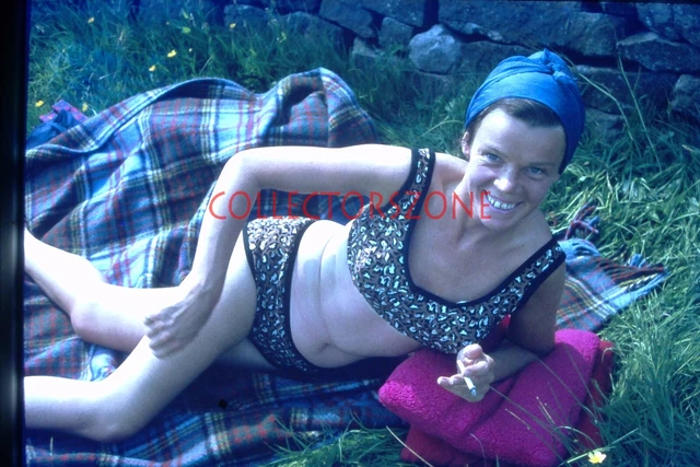 35mm Slide  1970's  woman Bikini Smoking Glamour