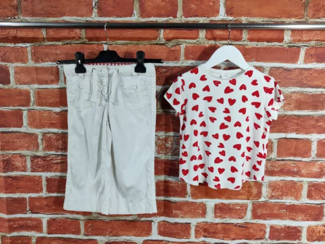 Pacchetto Ragazze Età 5-6 Anni Pantaloni Bordo Zara T-Shirt Set Vacanze Estive 116Cm