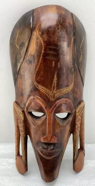 Old Vintage Hand Carved Decorative Wooden Mask Wood Art Tiki Africa
