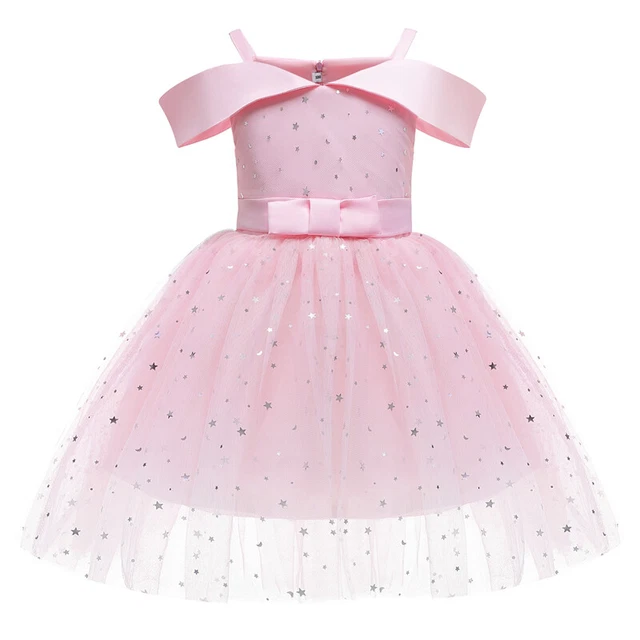Bambini Principessa Rete Abiti Maniche Spaghetti Cinturino Stella Lustrini Festa