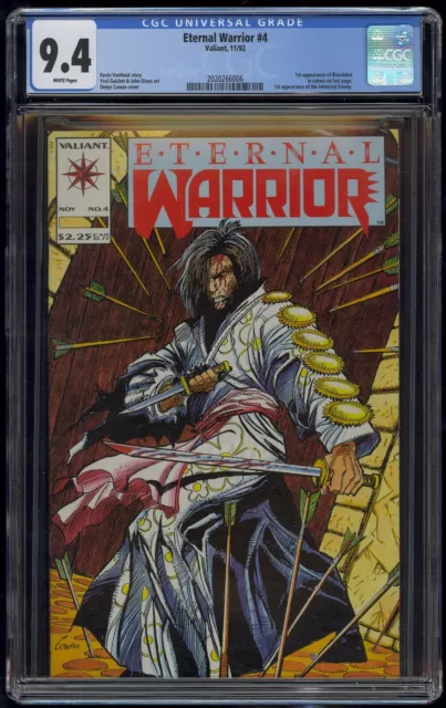 Eternal Warrior (1992) #4 CGC 9.4 Blue Label White Pages 1st Cameo App Bloodshot