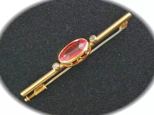 Nadel Antik Mit Padparadscha-Saphir & Diamantrosen Wert Eur 998,-