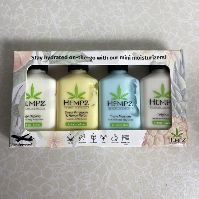 HEMPZ LOTION SET Travel Gift Set 4pc Original Triple Moisture Pinnaple