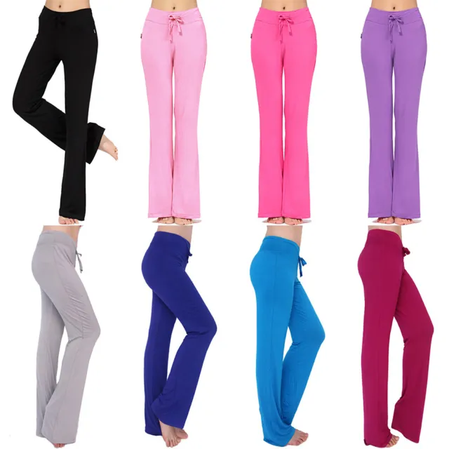 Women Elasticated Drawstring Yoga Pants High Waist Casual Stretch Long Trousers