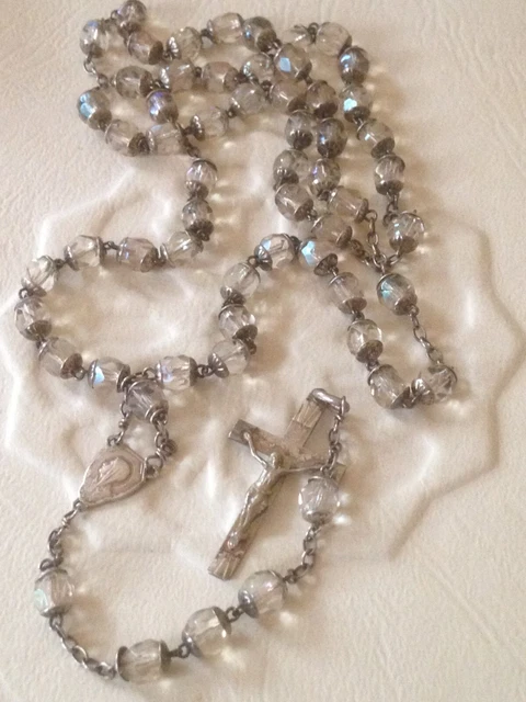 Grand chapelet 18e siècle en jais et argent Huge rosaire rosary Espagne