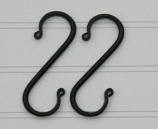 Medium S hooks - Amish forged black wrought iron - strong sturdy metal - set 2
