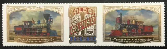 2019 Scott #5378-5380 - Forever - TRANSCONTINENTAL RAILROAD - Strip of 3 Stamps