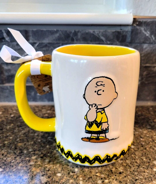 GOOD GRIEF 2-Side Yellow Rae Dunn Coffee Mug Peanuts Charlie Brown 2023 NWT