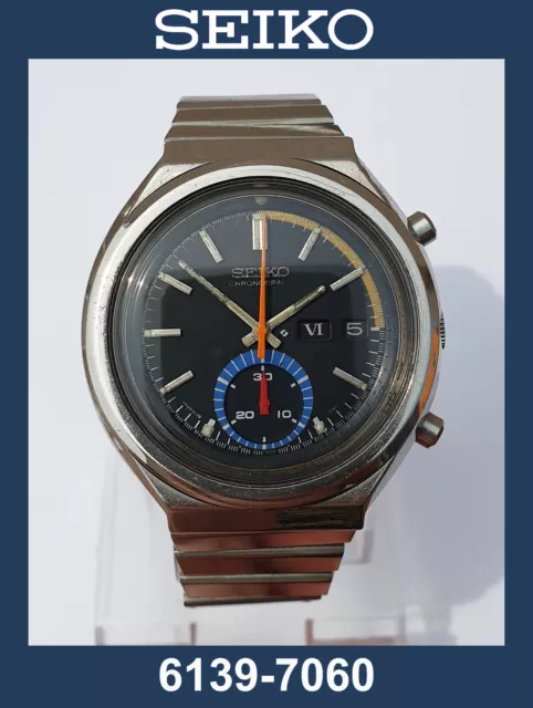 STUNNING SEIKO 6139-7060 mechanical Chronograph Automatic watch. Working.  EUR 225,00 - PicClick IT