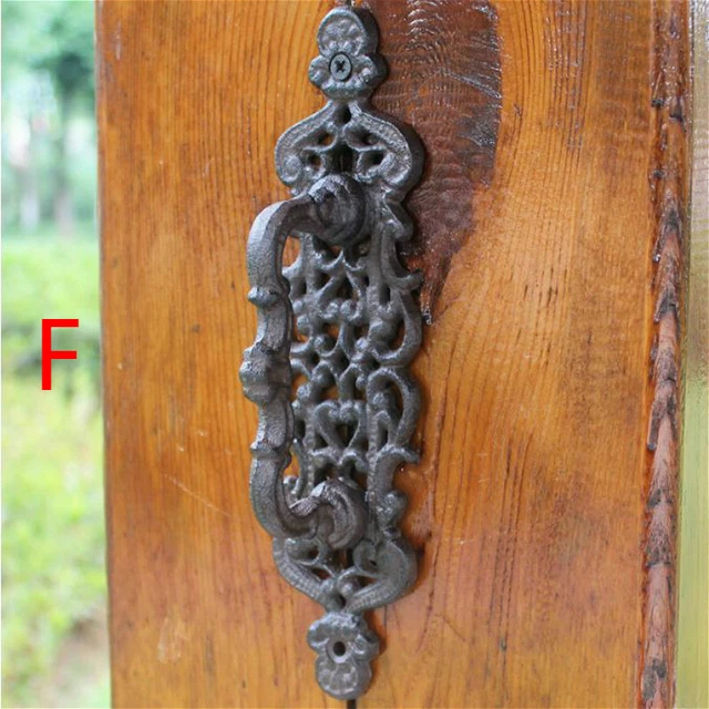 Large Cast Iron Gate Barn Shed Pull Door Handles Antique Cupboard Decor Vintage