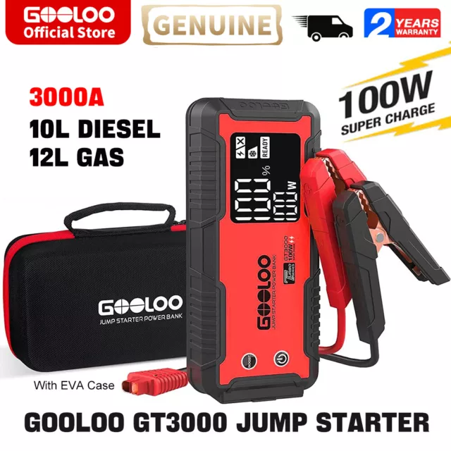 GOOLOO GT3000 Car Jump Starter Portable Battery Booster Jumper Box Powerbank 12V