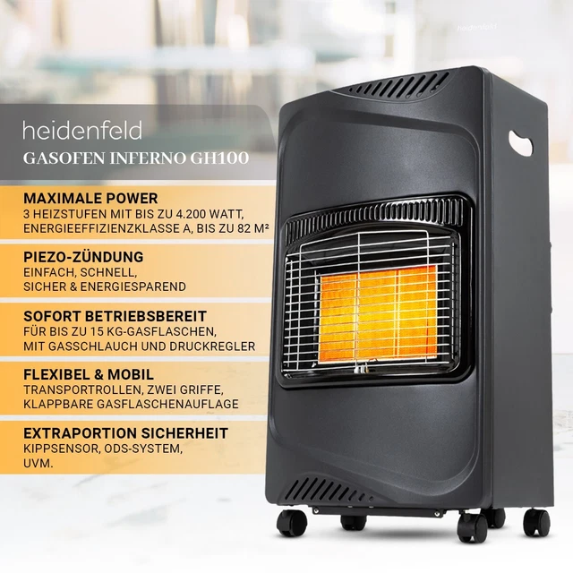 Gasheizstrahler Gas Heizgerät 4200W Gasheizung Gasheizer Piezo-Zündung Gasofen 2