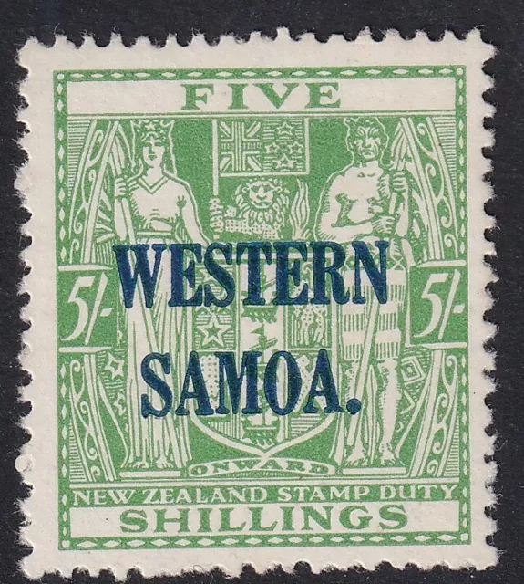 SG 190 Western Samoa 1935-42. 5/- green. Fine unmounted mint CAT £26