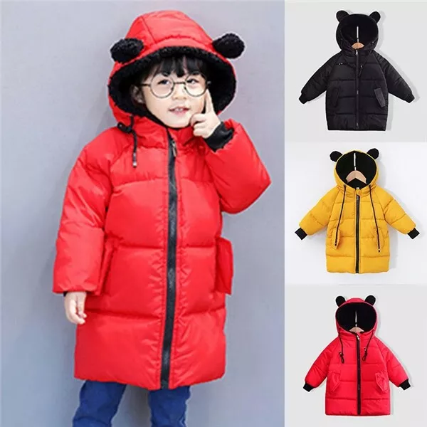 Baby Hooded Coat Winter War Negotiable Outercoat Kids Boys Girls Long Jacket