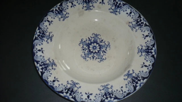 faience de longwy Rouen assiette creuse bleu très ancienne shabby campagne