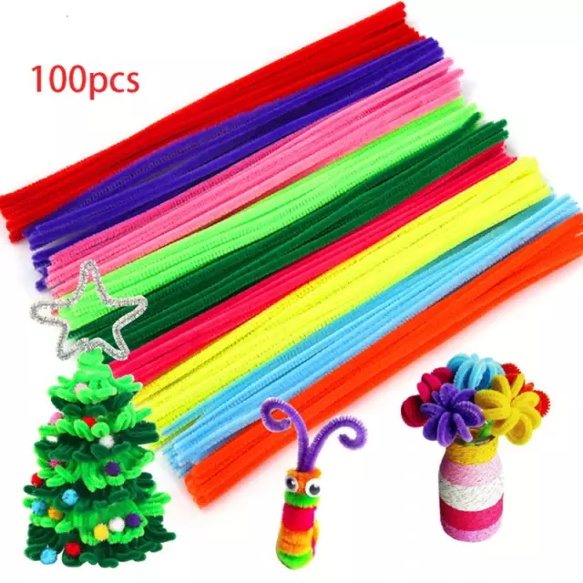 Chenille wire 30cm pipe cleaner bending plush 100 pieces various colors Children