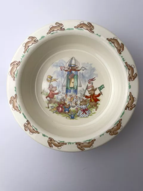 Royal Doulton Bunnykins Cereal Bowl 6 1/2" Space Rocket Lounge Antique 1936 2