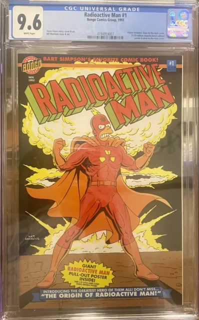 Radioactive Man #1 CGC 9.6 Bongo Comics Glow In The Dark Cover Poster Included