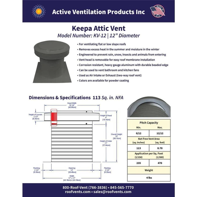 Static Roof Vents 12"Aluminum Static Weatherwood Weather Resistant Quality Gray