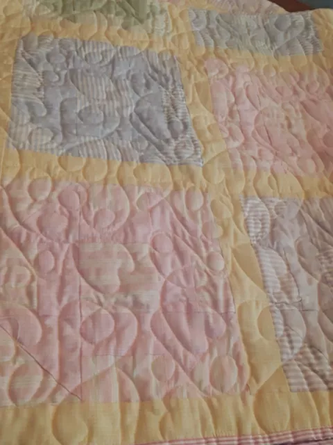 Handmade Baby Quilt Crib Blanket Machine Quilted Pastel Colors Nursery