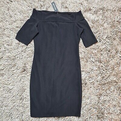 River Island Size 8 BNWT Black Bardot Bodycon Mini Dress