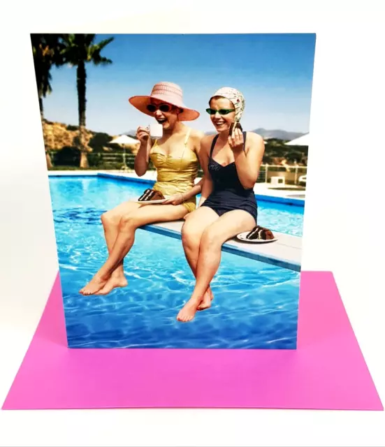 Funny Avanti Press Happy Birthday Card Lady on Diving Board Crazy Best Friend