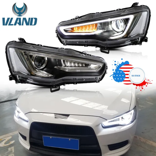 Vland LED Headlights For 2008-2017 Mitsubishi Lancer EVO X Full LED DRLs