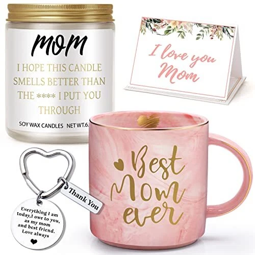 Gifts for Mom from Daughter, Mom Gifts, Best Mom Ever Coffee Mug Set with