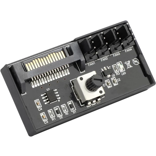 FAN HUB CONTROLLER 4 Port PWM SATA Powered 12V 60W Adjustable PC System ...