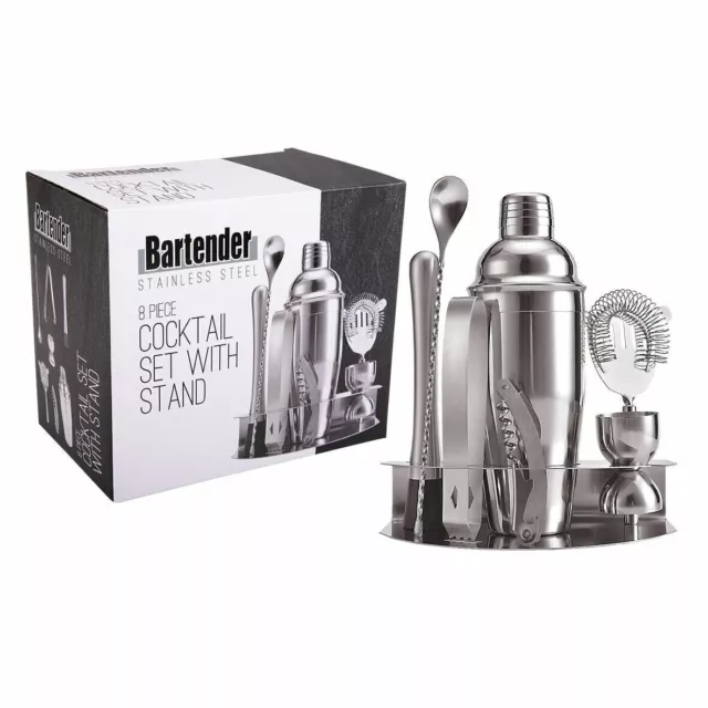 Set 8 pieces Stainless Steel Cocktail Kit With Stand Professional Bartender