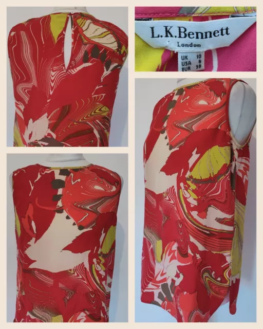 Gorgeous L.K Bennett Silk Babol Tank Top Blouse Red Fuchsia UK 10 Vgc