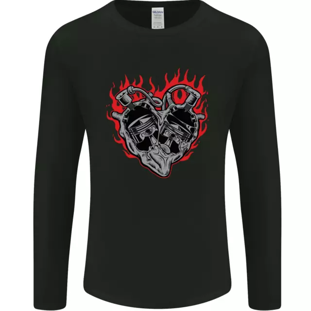 T-shirt da uomo moto Biker Heart a maniche lunghe