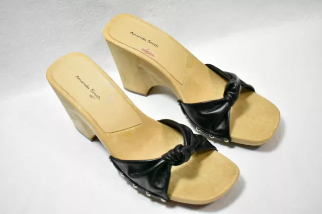 Amanda Smith Shoes Wedge Sandals Black Size 9.5 Women's Amanda Smith Shoes Wedge Sandals Black Size 9.5 Women's