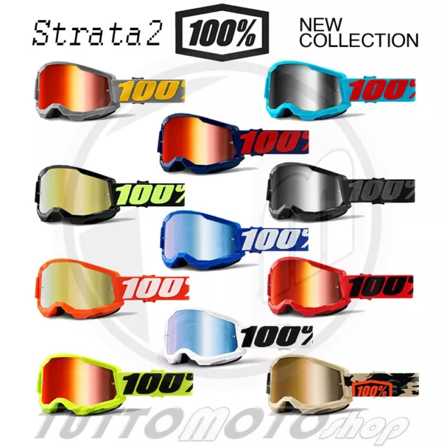 Mascherina Occhiali Maschera 100% Strata 2 Specchiati Off Road Moto Cross Enduro