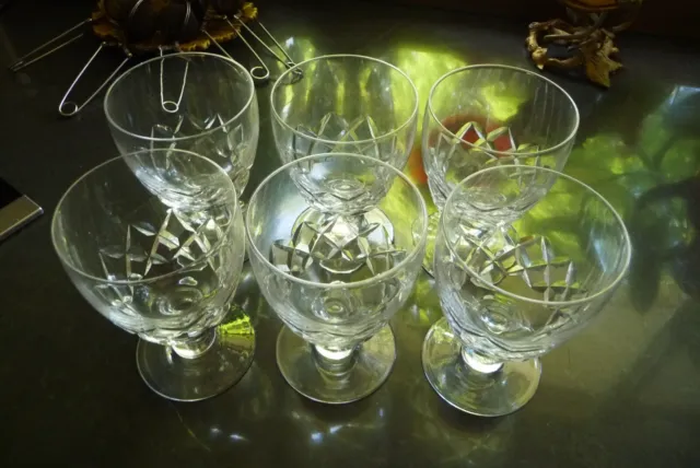 6 vintage Stuart crystal goblets